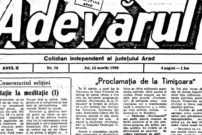Proclamația de la Timișoara, 12 martie 1990